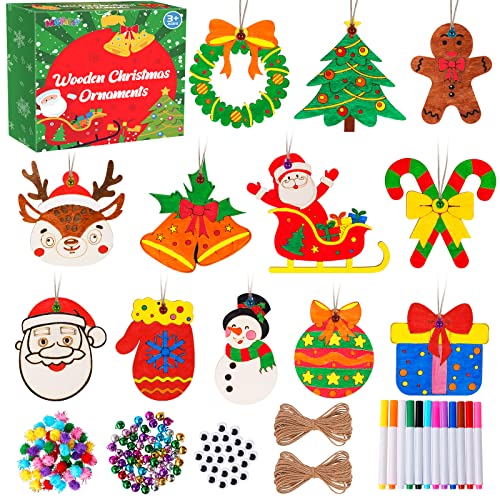 60 Pcs Unfinished Wood Slices with 12 Coloured Pens and 60 Jingle Bells N97141
