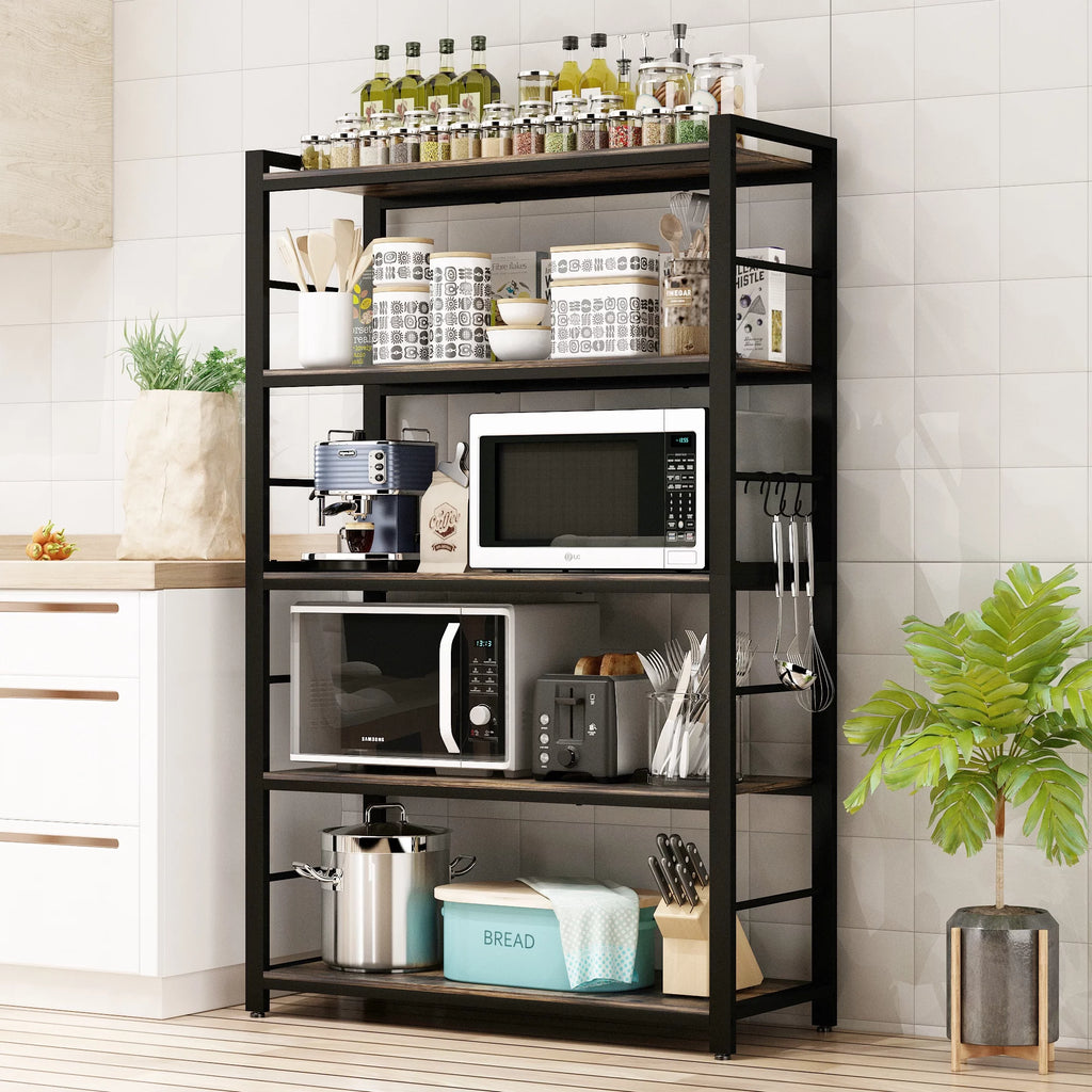 5 Tier Utility Storage Shelf with Hooks L242
