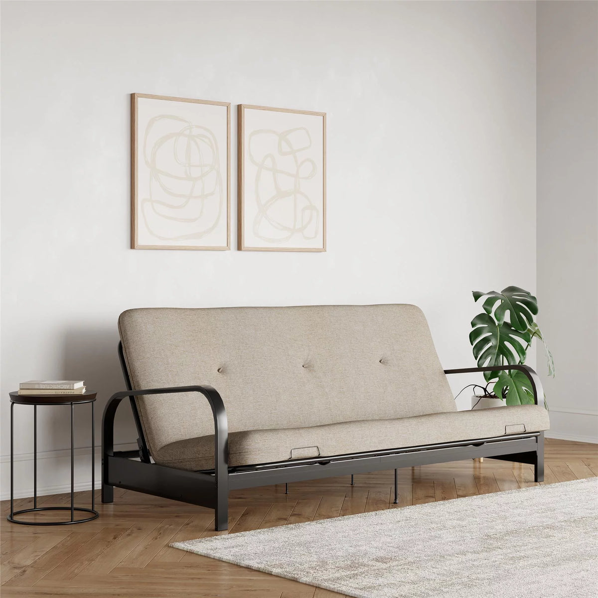 6-Inch Full Black Linen Futon Mattress M814