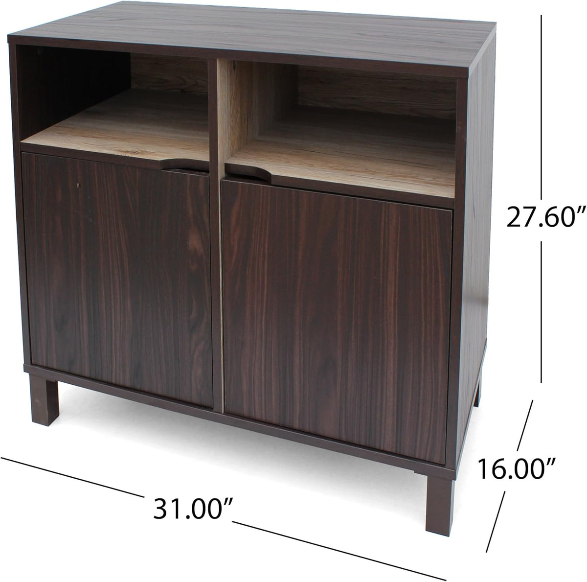 Walnut Brown 2-Shelf Faux Wood Cabinet T2037