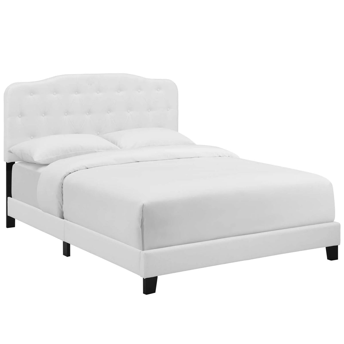 Full Upholstered Fabric Bed in White N10639