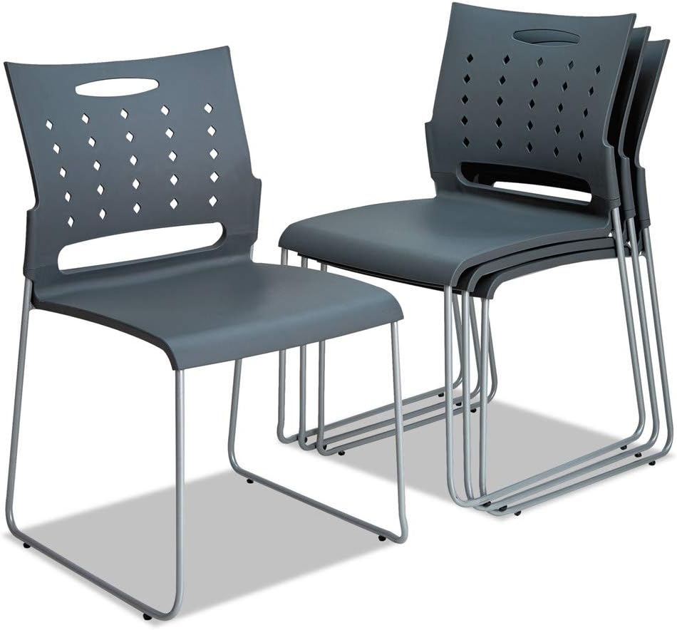 Charcoal Gray Perforated Back Stacking Chairs K949353