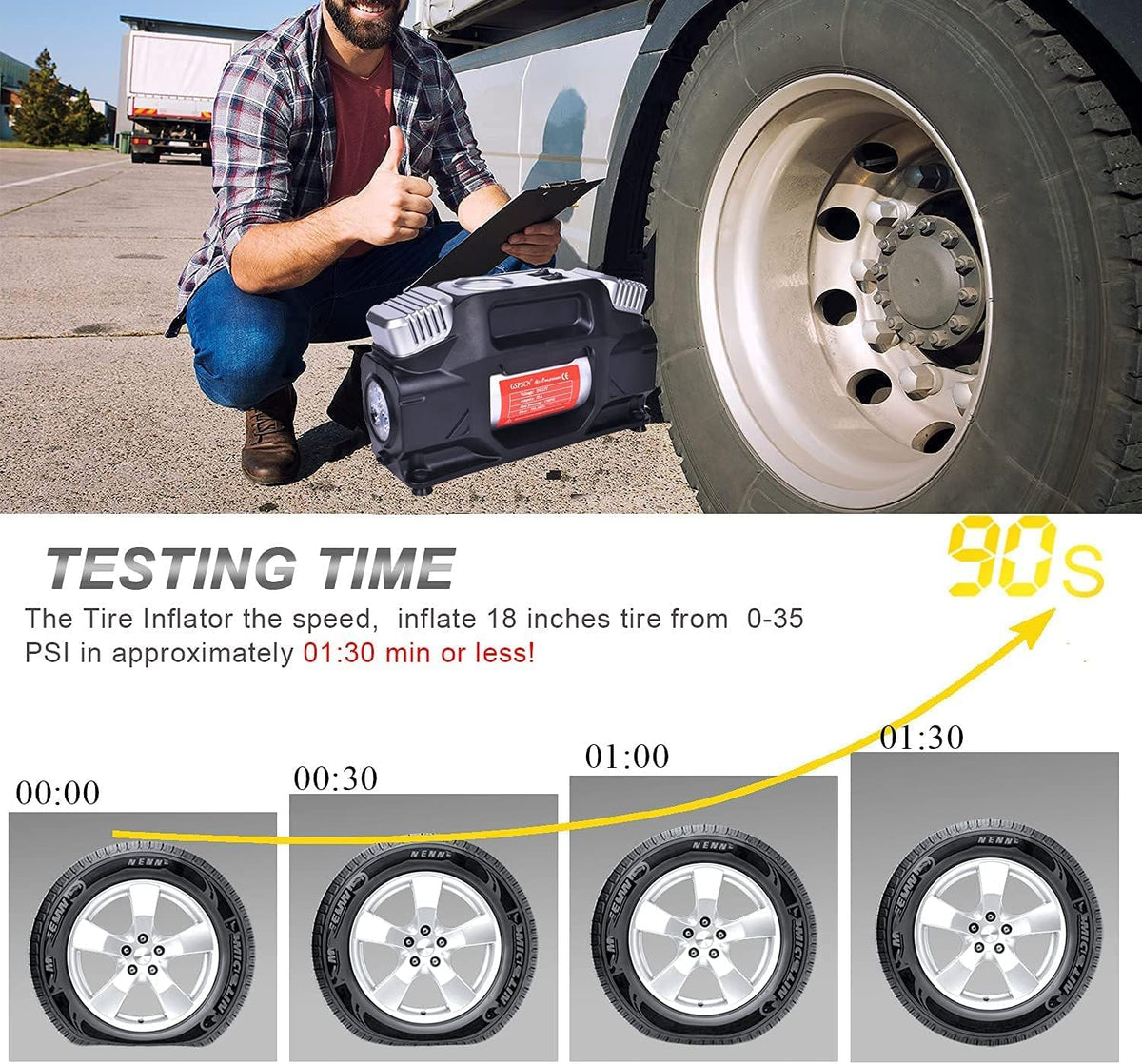 Portable Heavy Duty 12V Air Compressor Pump with Digital Gauge M32819
