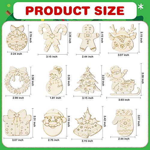 60 Pcs Unfinished Wood Slices with 12 Coloured Pens and 60 Jingle Bells N97141