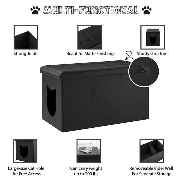 Cat Litter Box Enclosure Bench Ottoman T637