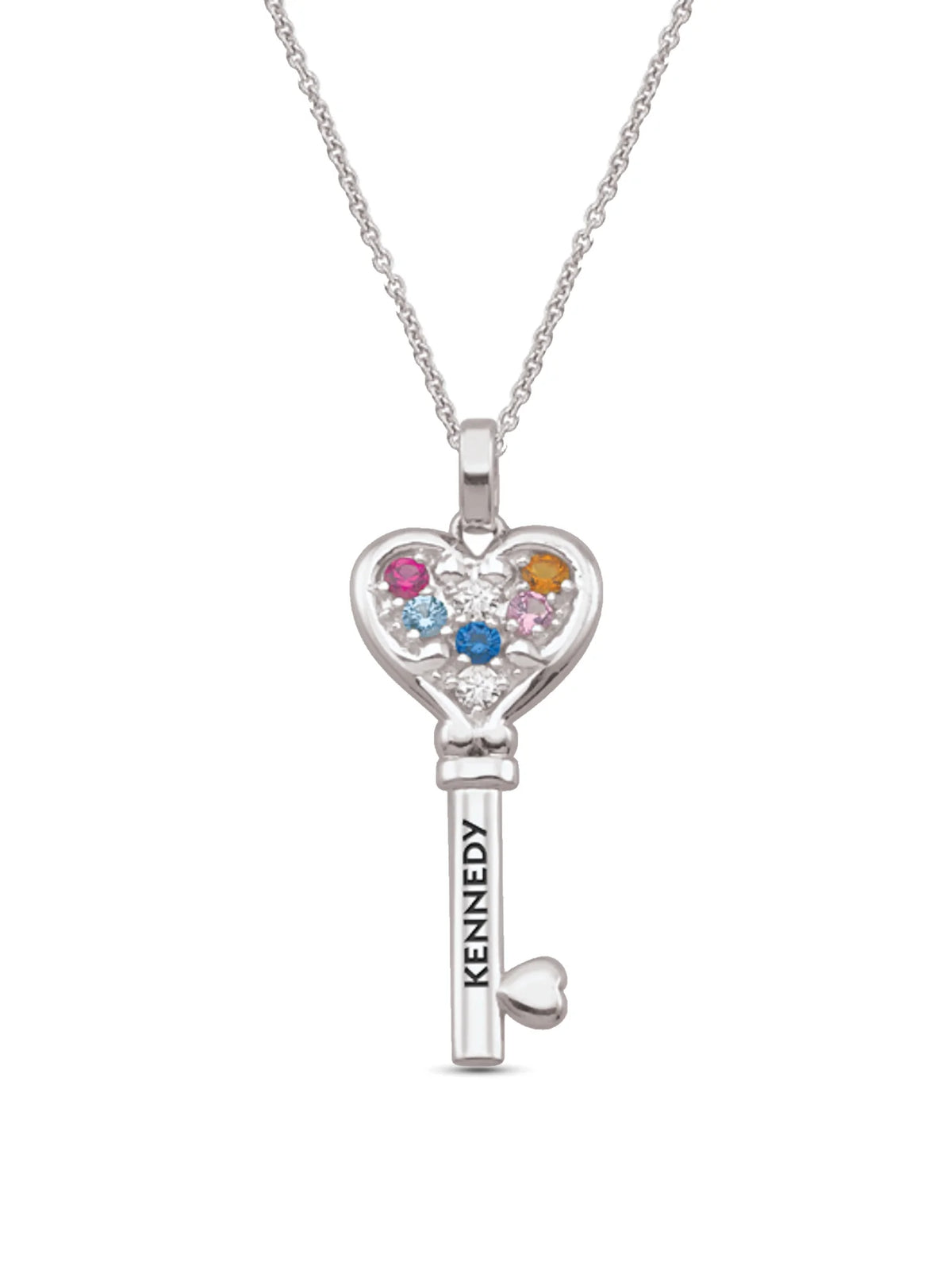 Engravable Key Birthstone Necklace in 10k and 14k Gold J320532