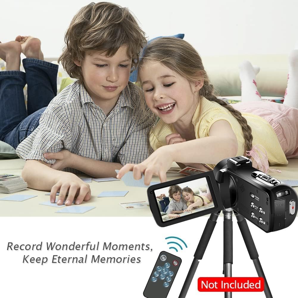 1080P 24MP 30FPS Digital Camcorder with LED Fill Light 18X Zoom 3.0 Inch 270 Degree Rotation 2 Batteries L67424