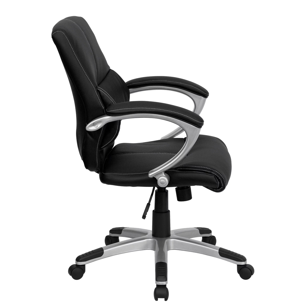 Black LeatherSoft Mid-Back Swivel Office Chair with Arms Z9771