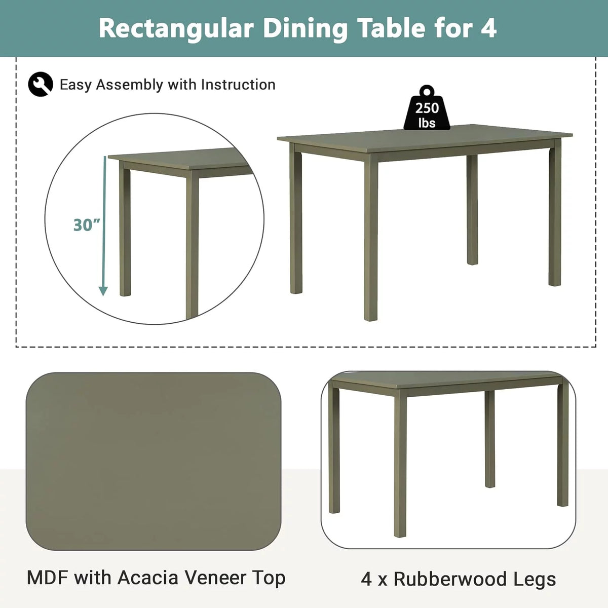 Rustic Wooden Dining Table and Chair Bench Set I3798