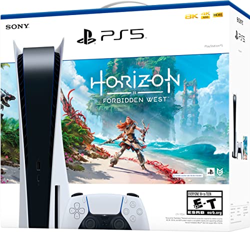 Playstation 5 Disc Version Console Horizon Forbidden West Bundle - 4K-TV Gaming, 16GB GDDR-6 RAM, 8K Output, WiFi 6, Ultra-High Speed 825GB SSD P64483