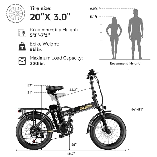 20" Fat Tire Folding Electric Bike with 48V 20AH Removable Battery L89829
