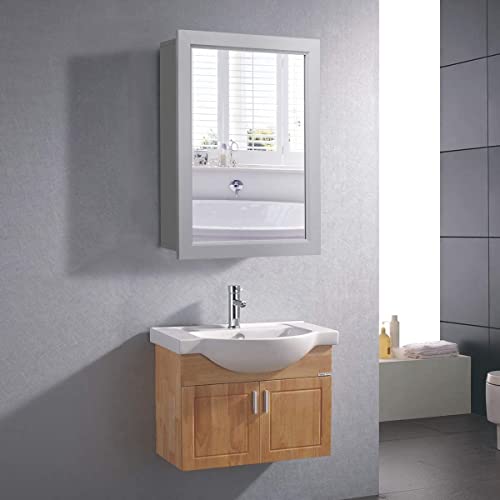 Grey Wall Mounted Mirror Medicine Cabinet with Adjustable Shelf R572045