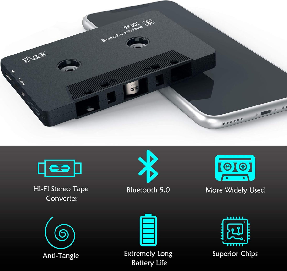 Bluetooth Cassette Receiver Tape Aux Adapter Player F832
