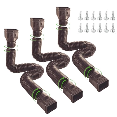 3 Pack Flexible Downspout Extension 21 to 60 Inches Brown X5109