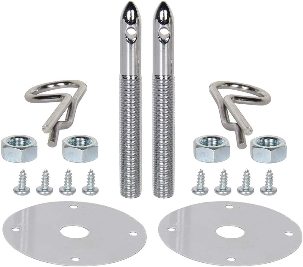 Chrome Steel Hood Pin Clip Kit 18 Pcs Pack of 2 W112