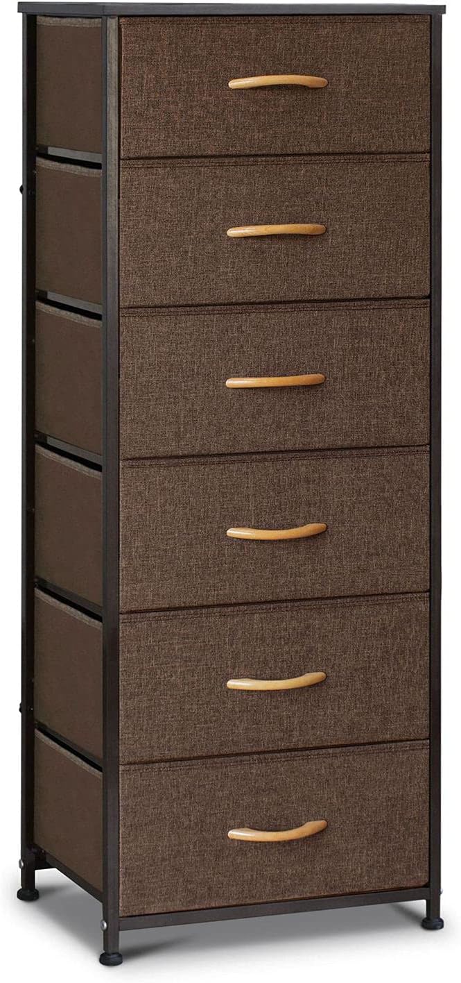 6 Drawers Fabric Dresser with Metal Frame and Wooden Top F30175