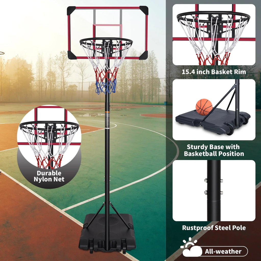 Height Adjustable Portable Basketball Hoop with Wheels B696