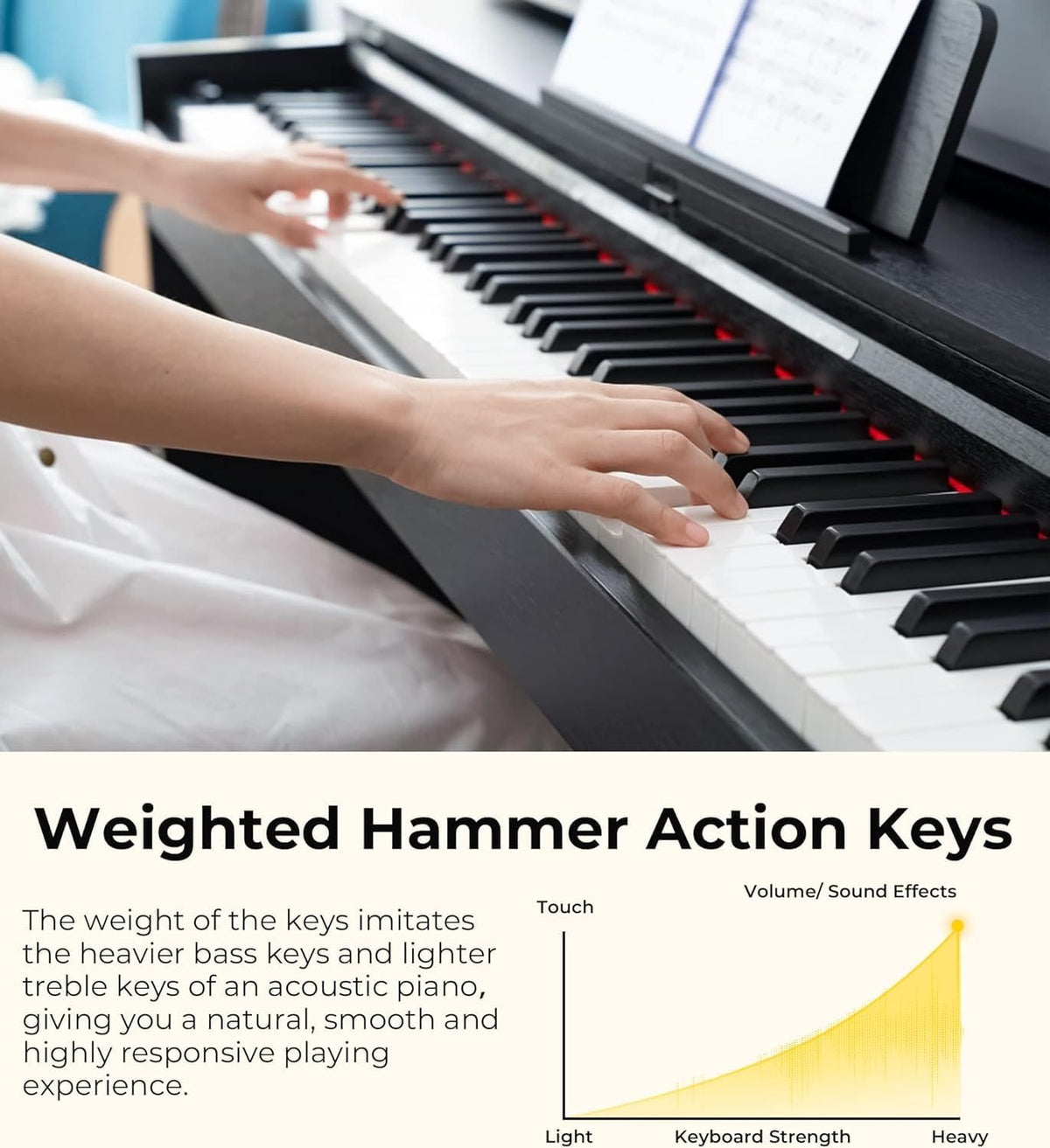 88 Keys Weighted Hammer Action Digital Piano with Furniture Stand W238