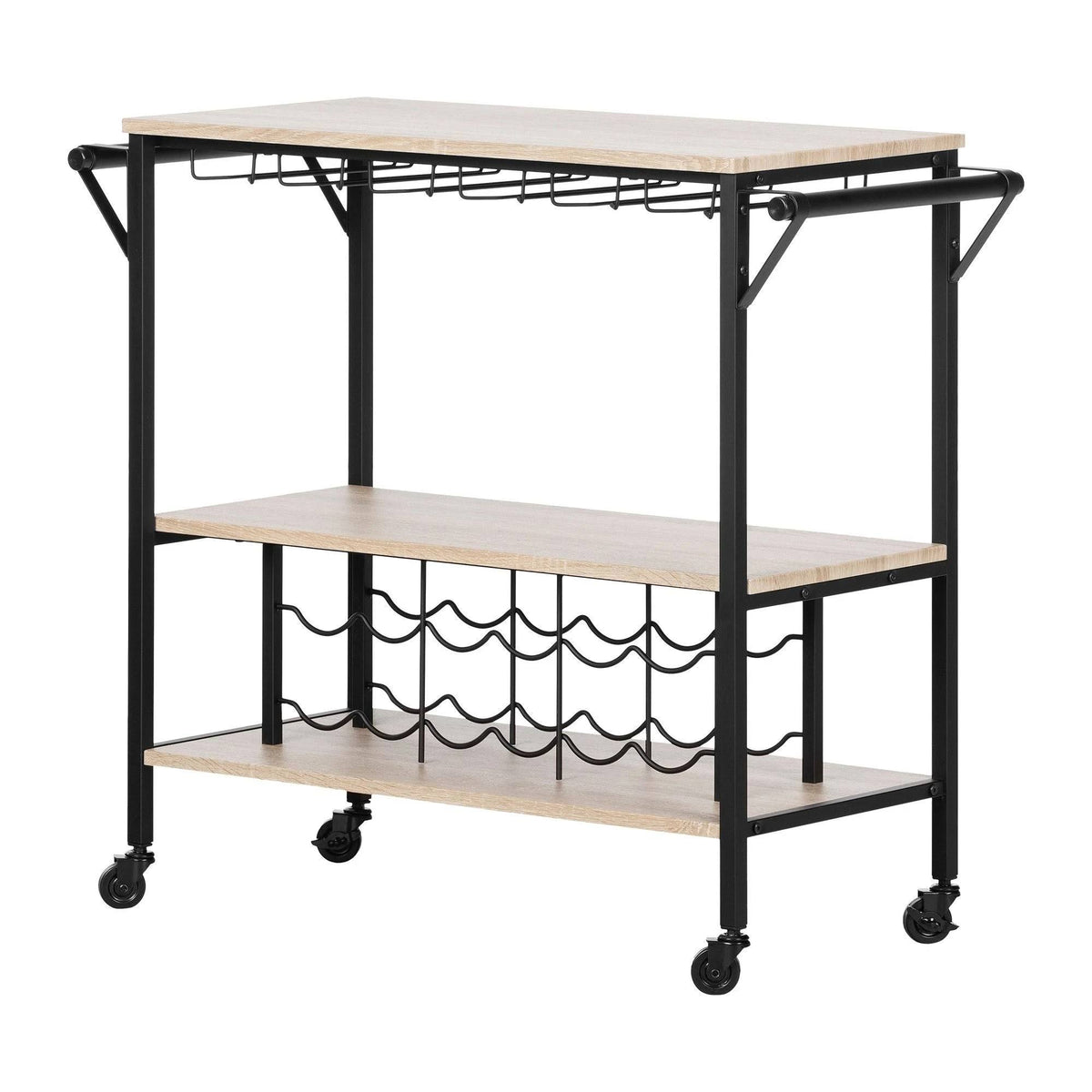 White Oak Bar Cart with Wine Rack R2419