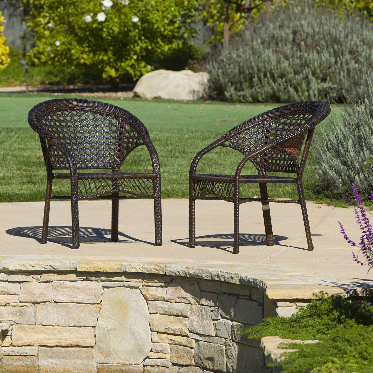 Set of 2 Brown Wicker Patio Chairs V9989