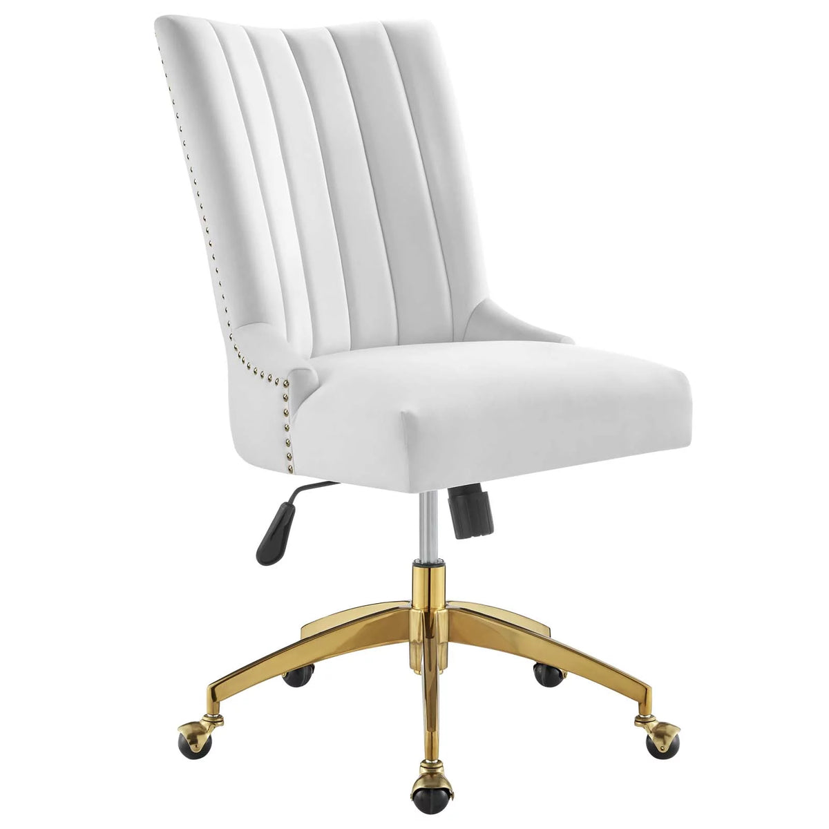 White Gold Channel Tufted Velvet Office Chair Y60206