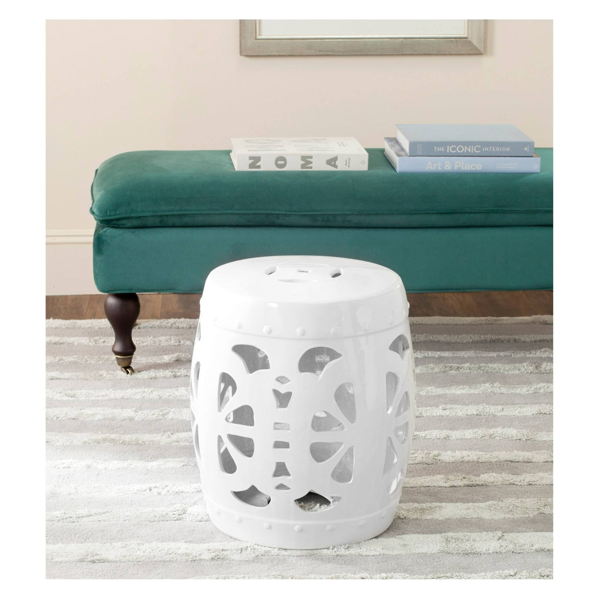 Antique White Garden Stool N1924