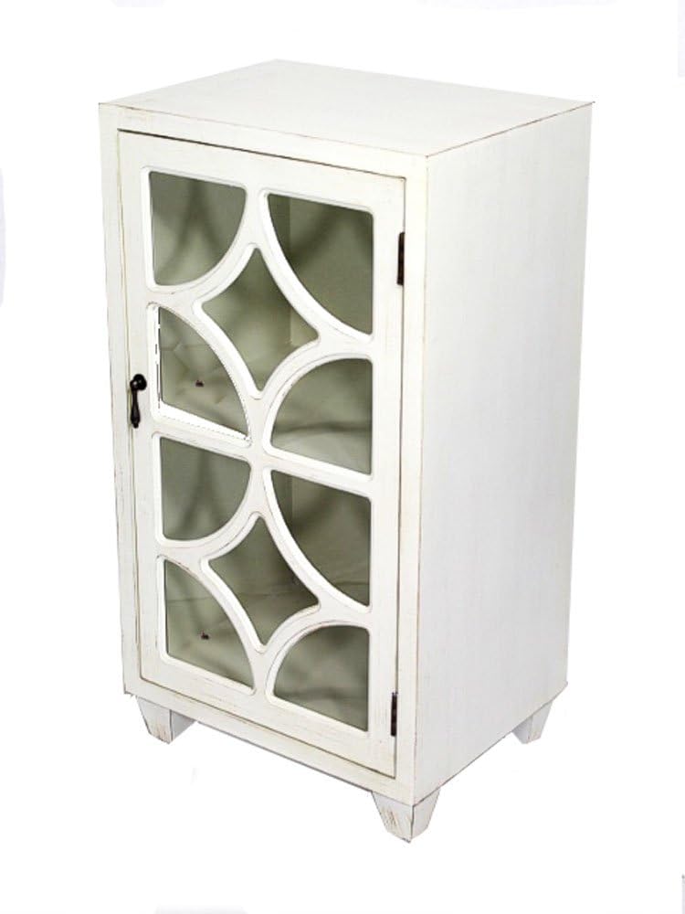 White Single Drawer Distressed Cabinet L447