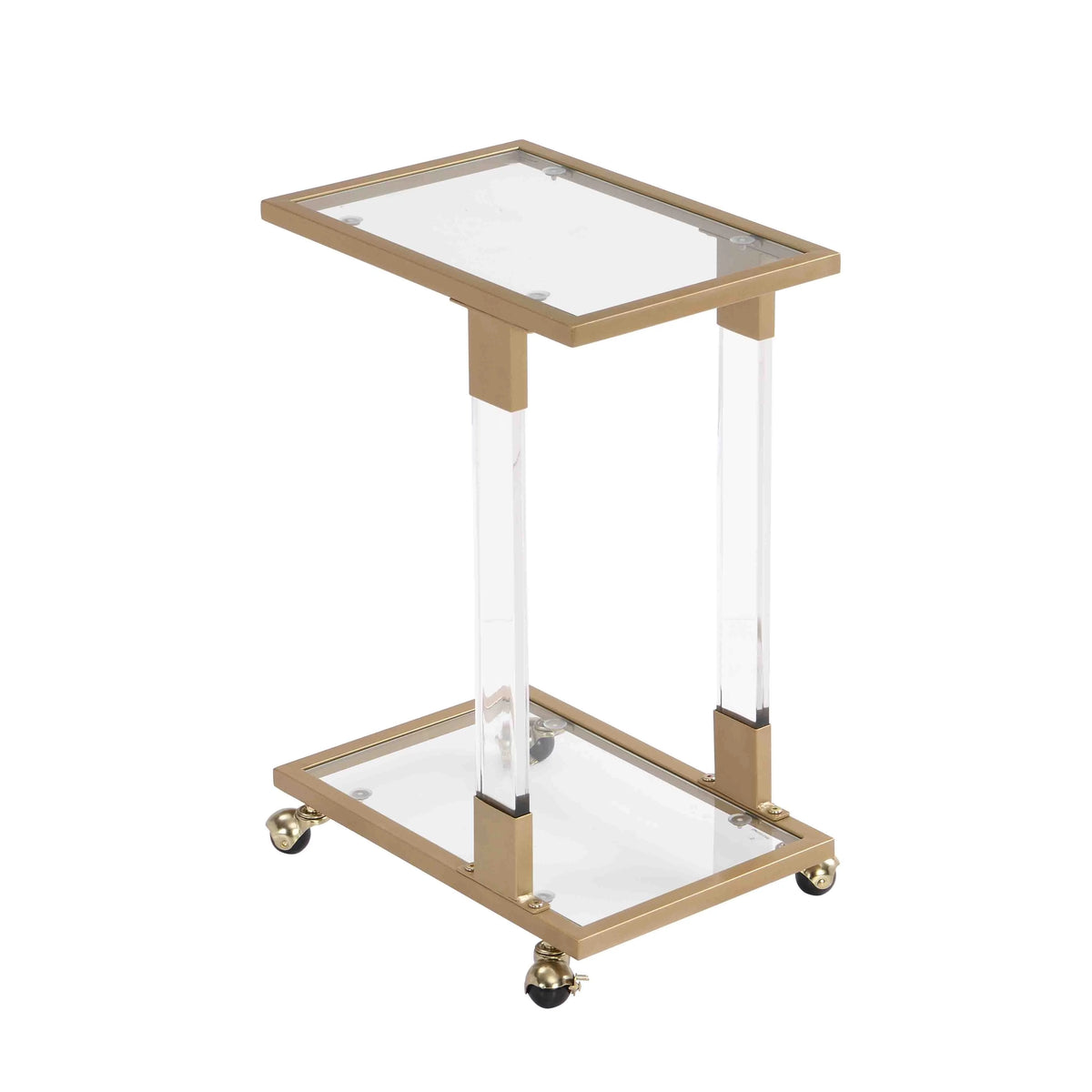 Chrome Glass C Shape Square Side Table R570097