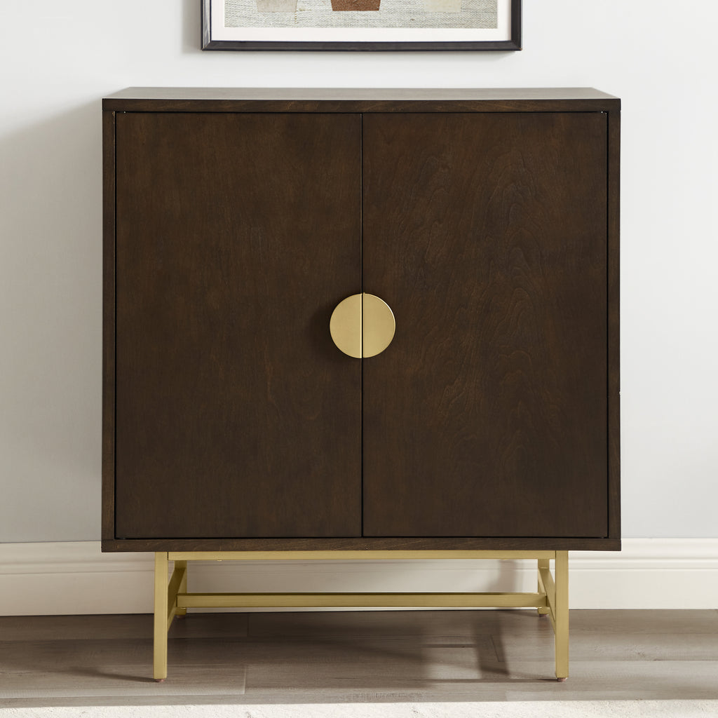 Dark Brown Wood Bar Cabinet I32449