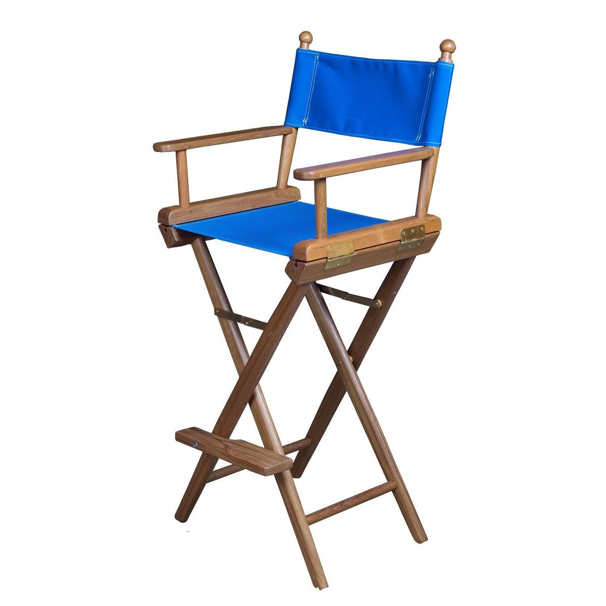 Teak Captain's Chair with Blue Seat Covers D809302