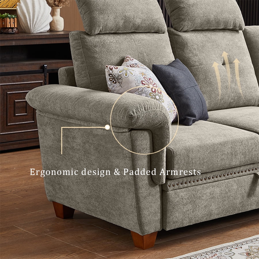 Light Gray L-shaped Sectional Sofa with Ottoman Q7804