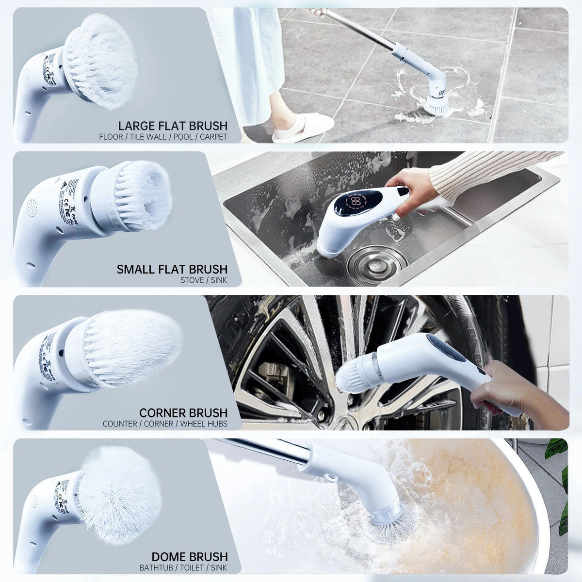 Cordless Electric Spin Scrubber with 9 Replaceable Brush Heads B895498