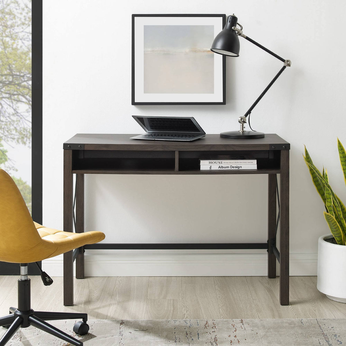 Sable Gray Writing Desk with Cubbies R90978