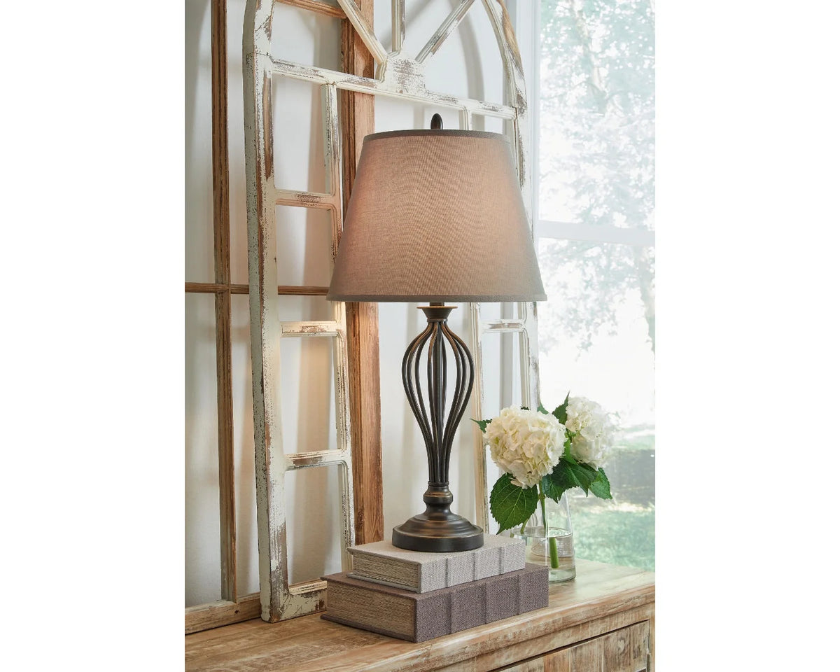 Antique Bronze Metal Table Lamp with USB-C Charging Port, Set of 2 Q94093