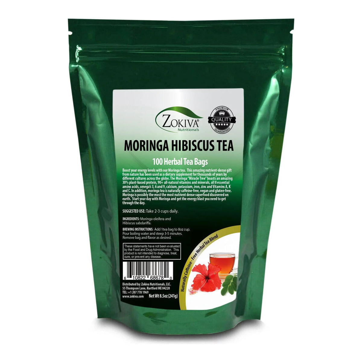 Moringa Hibiscus Herbal Tea Bags (100) V9186