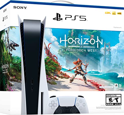 Playstation 5 Disc Version Console Horizon Forbidden West Bundle - 4K-TV Gaming, 16GB GDDR-6 RAM, 8K Output, WiFi 6, Ultra-High Speed 825GB SSD P64483