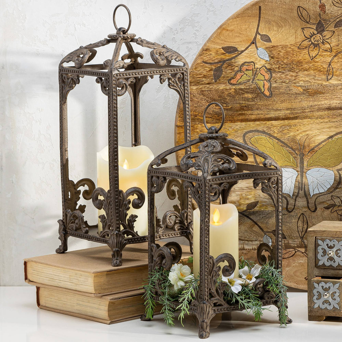 Tall Brown Metal Lantern N1189