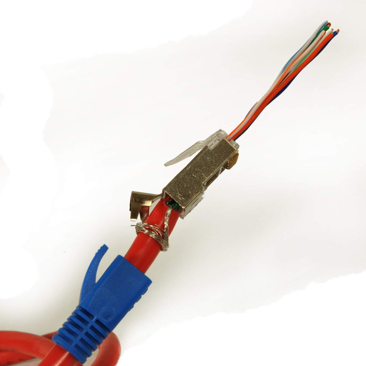 CAT6a FTP Shielded Pass Through Connector with Blue Boots (50 Pieces) R417896
