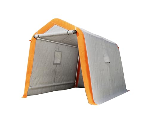 10.5x12x8 FT Heavy Duty Portable Shed Storage Shelter with 4 Waterproof Windows & Roll-up Zipper Door, Grey Y14873