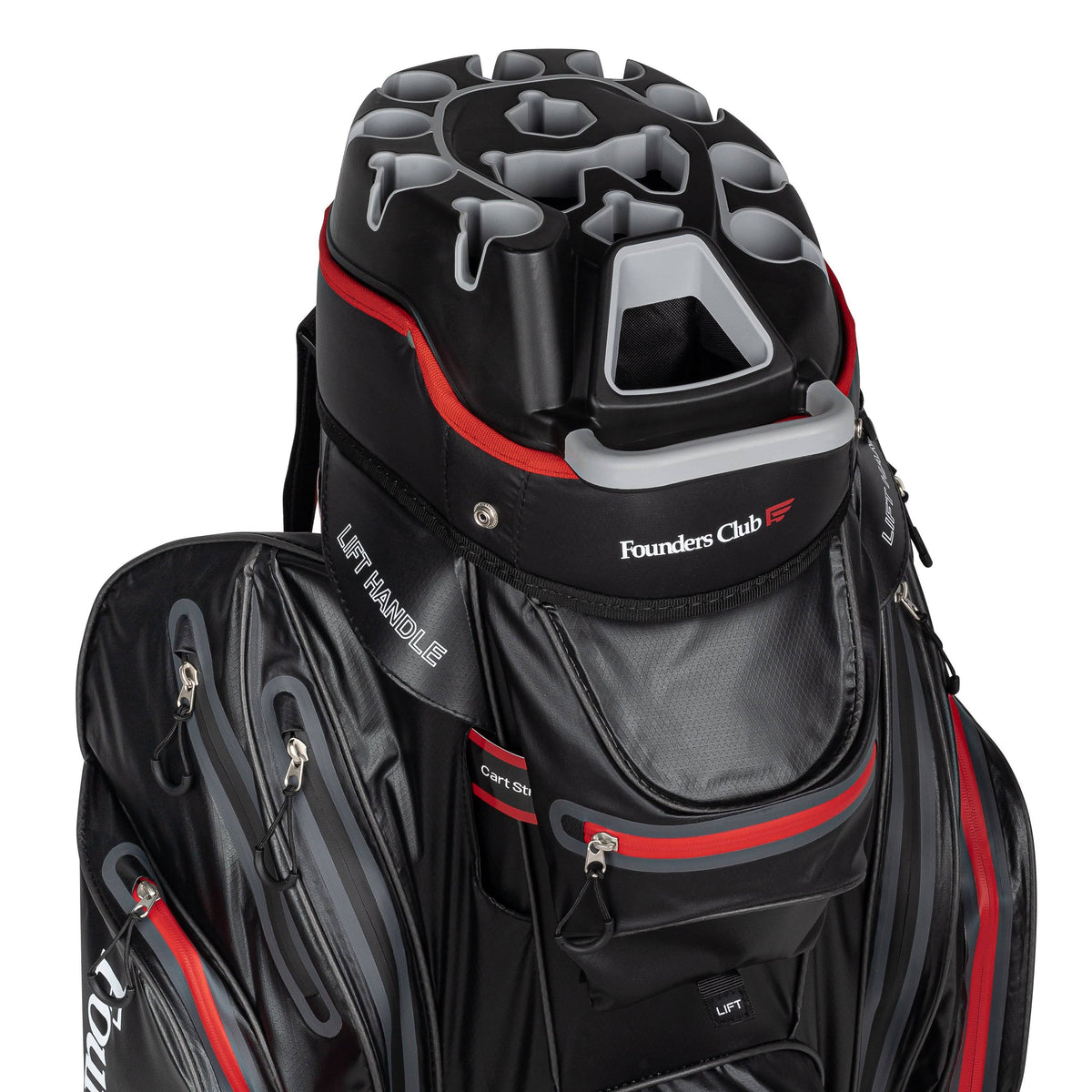 Black/Red 14 Way Waterproof Cart Bag H7677