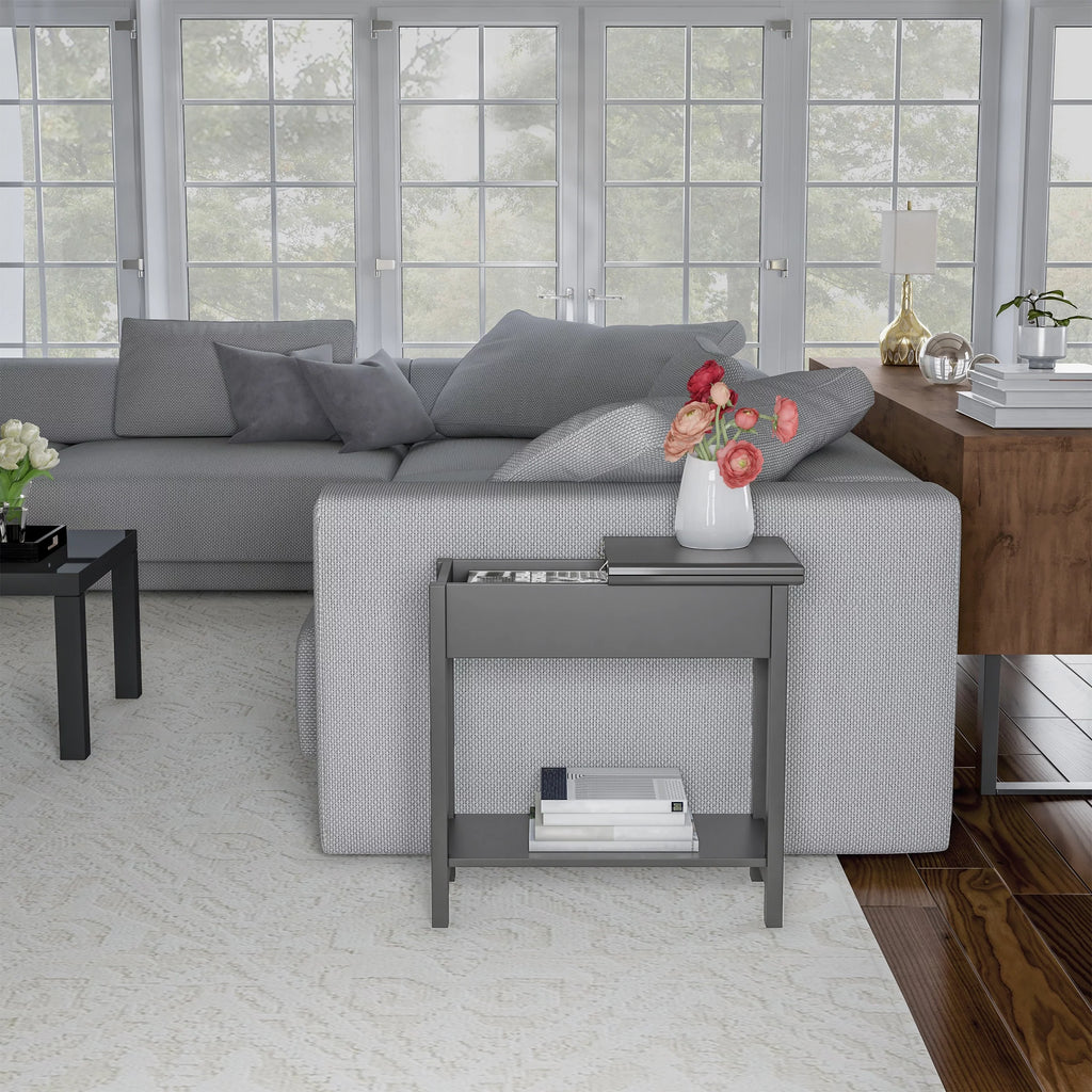 Gray Flip Top Side Console Table Z564