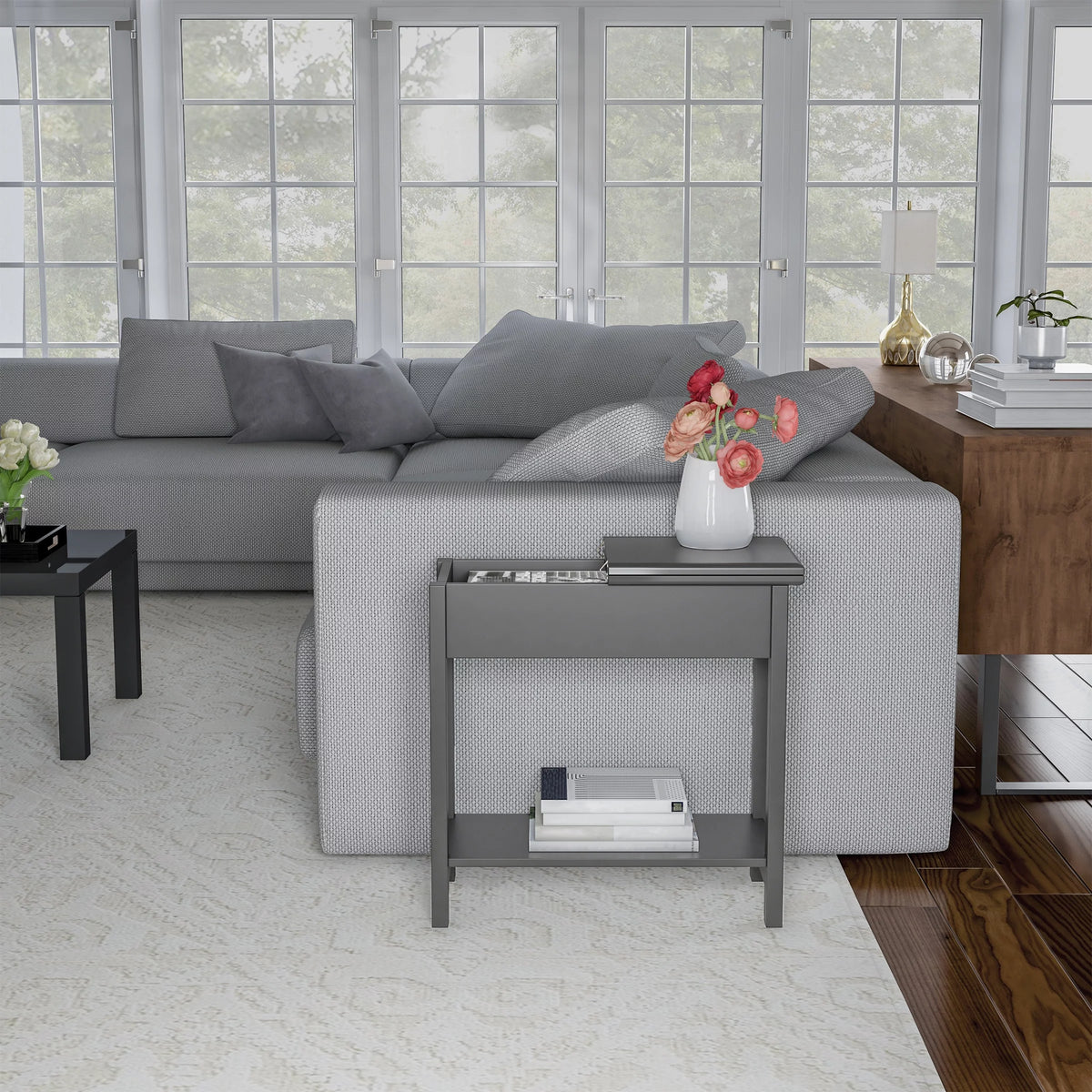 Gray Flip Top Side Console Table Z564