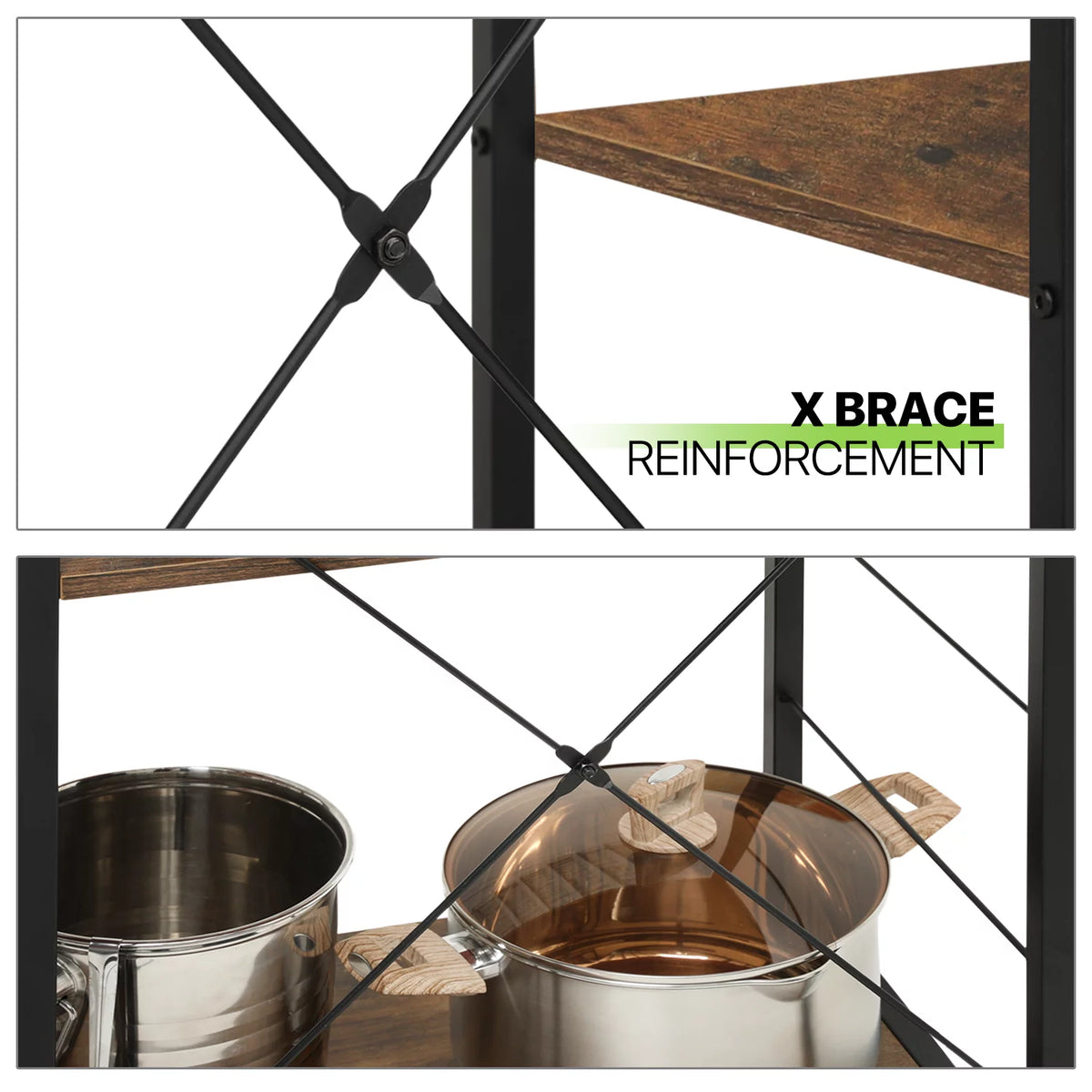 Steel 5 Shelves Kitchen Bakers Rack with Hooks V5911