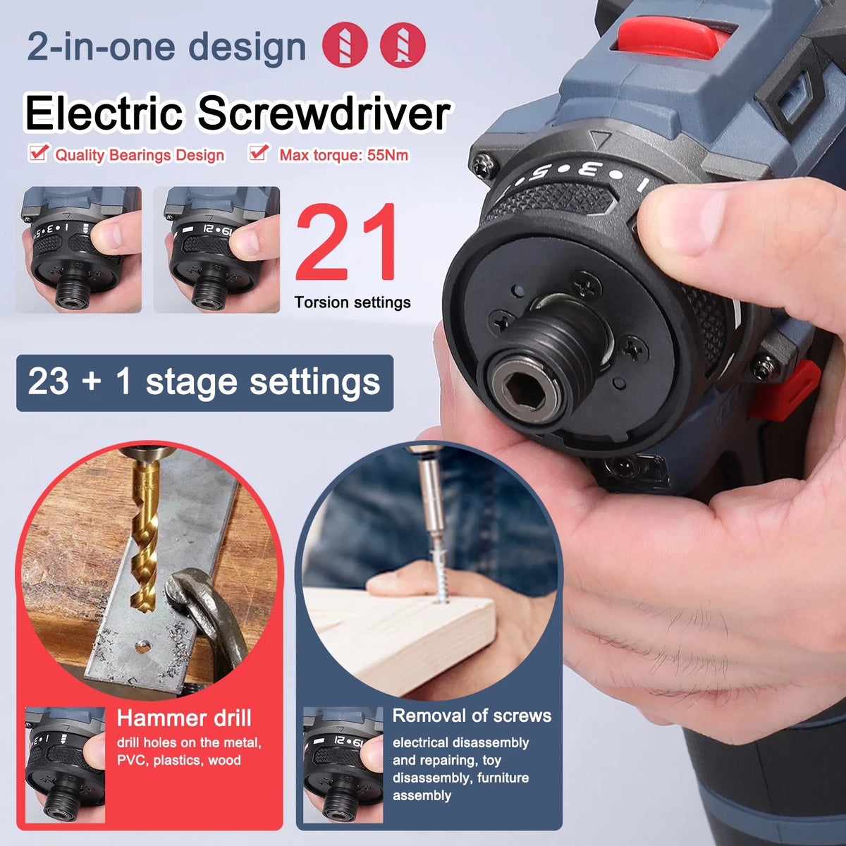 21V Brushless Motor Electric Screwdriver L393929