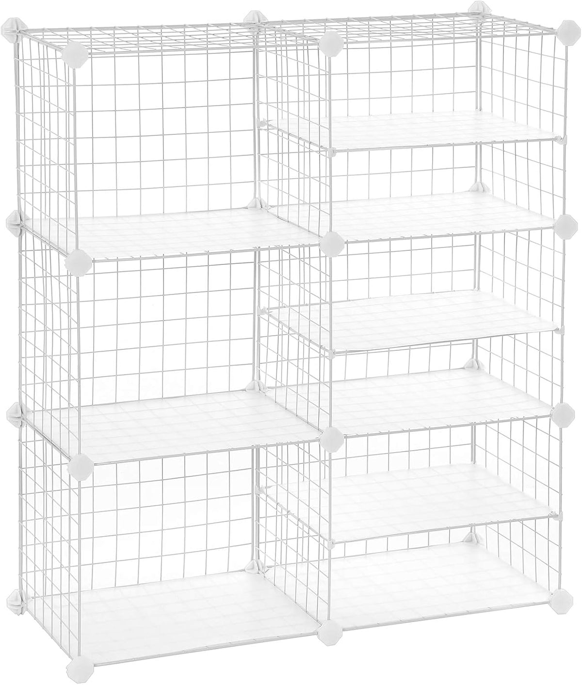 Cube Storage Unit, Interlocking Metal Wire Organizer, Modular Cabinet, Bookcase, 32.7 L x 12.2 W x 36.6 H Inches, Black F87439