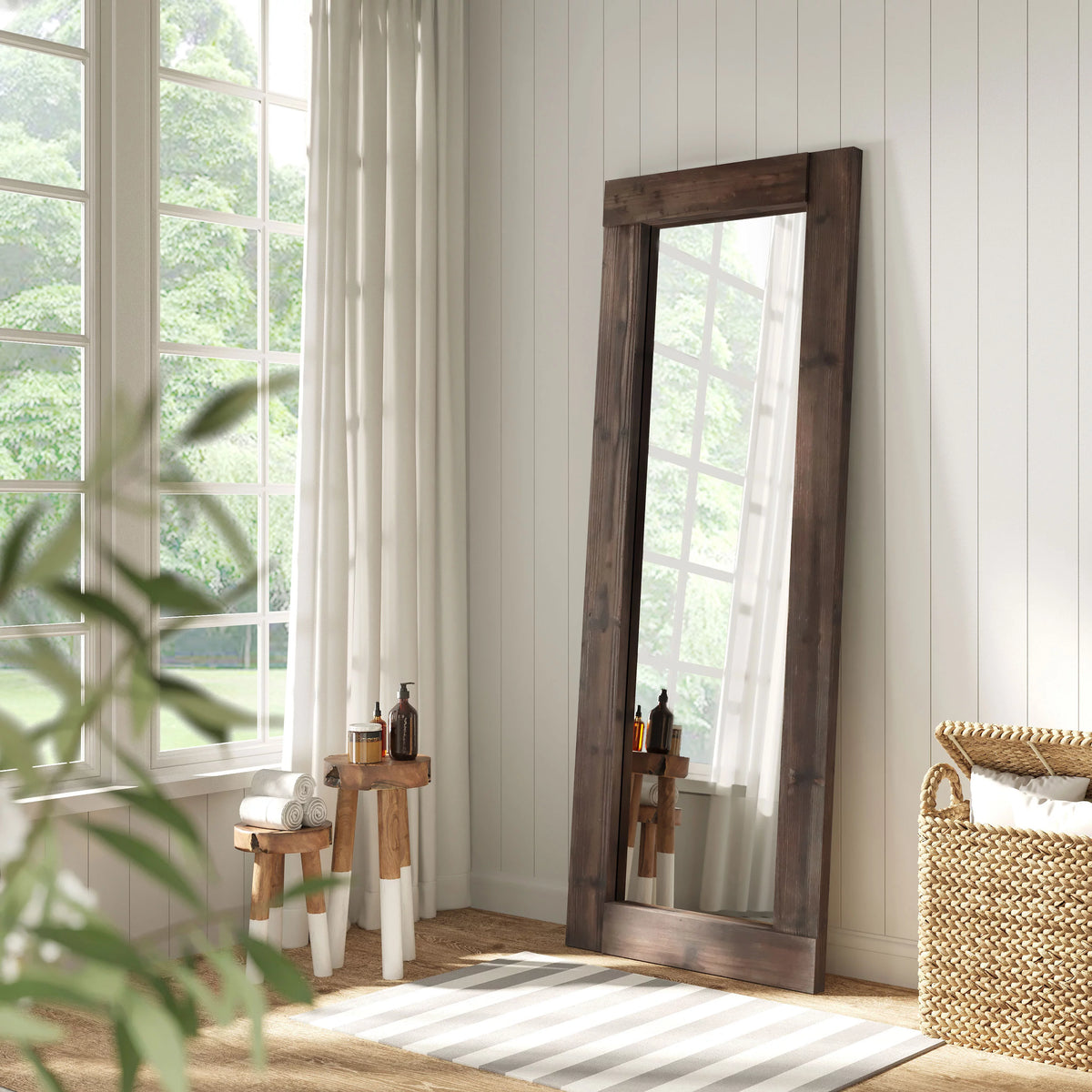 24x64 Full Length Wood Floor Mirror J34691