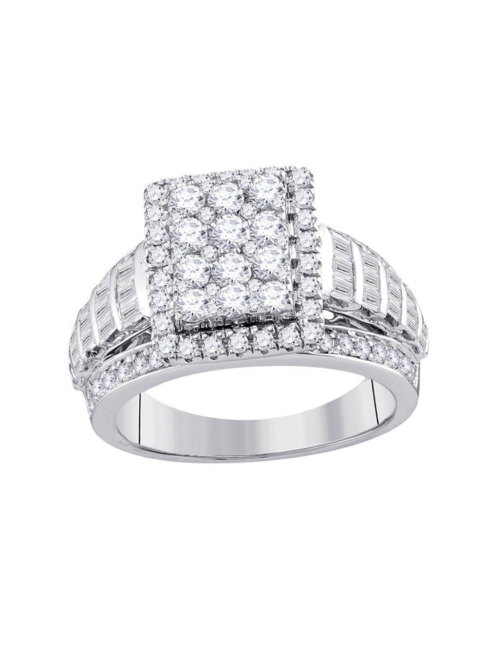 10kt White Gold Diamond Cluster Engagement Ring 2 Cttw I876750