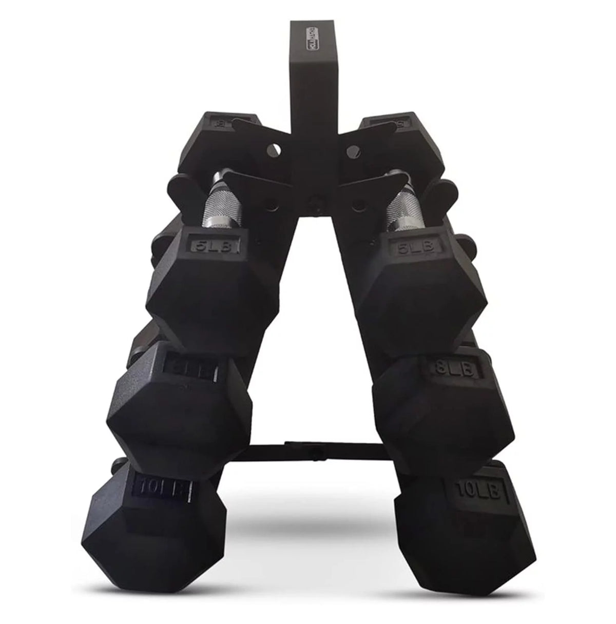 Black Hexagonal Non Slip Dumbbell Set with Folding Storage Rack N888