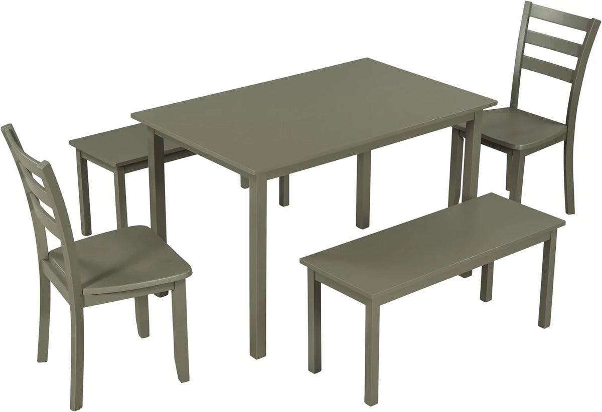 Rustic Wooden Dining Table and Chair Bench Set I3798