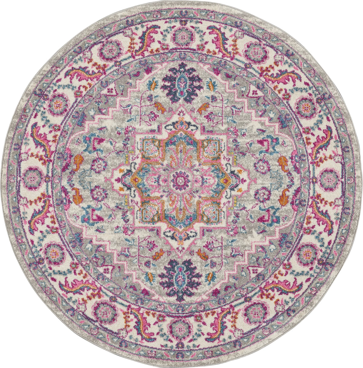 Light Grey Pink 4' Round Area Rug B441258
